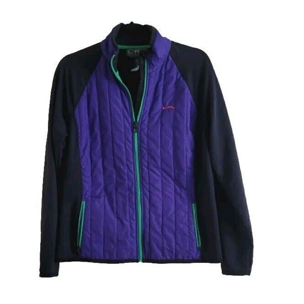Lauren Ralph Lauren Active Full Zip Jacket Purple and Black Women's Size L